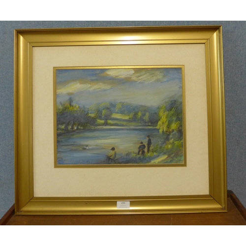 299 - English School, Hampstead Heath, pastel, framed