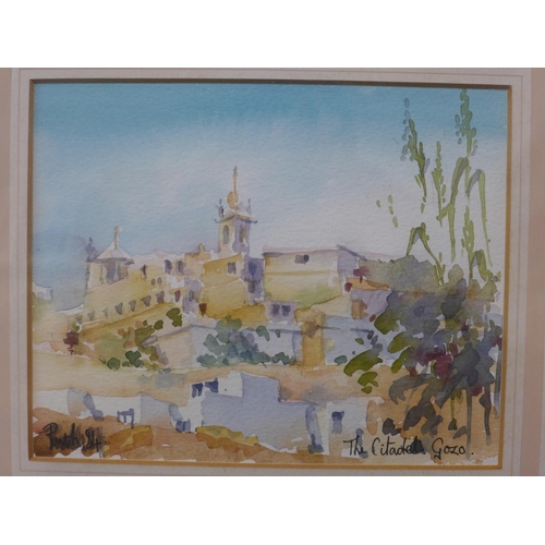 304 - Maltese School, The Citadel, Gozo, watercolour, framed