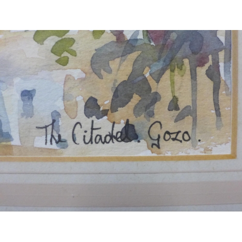 304 - Maltese School, The Citadel, Gozo, watercolour, framed