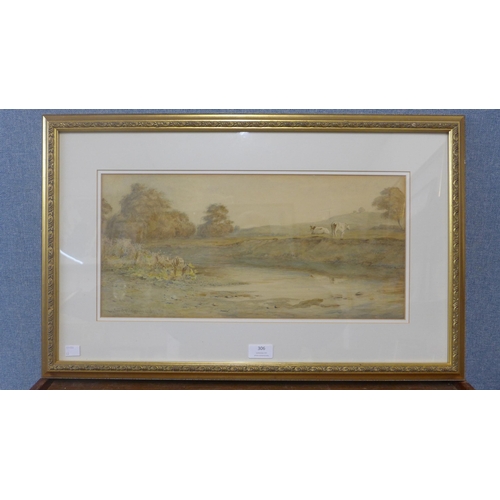 306 - Wilmot Pilsbury (1840-1908), river landscape, watercolour, framed