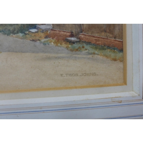 319 - Edward Thomas Johns, village landscape, watercolour, framed