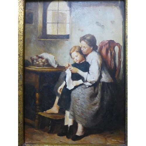 322 - A pair of Flemish style interior scenes, oil on panel, framed