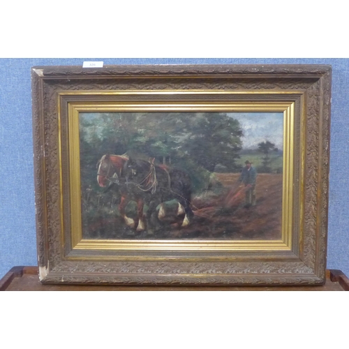 326 - A rural farming landscape, oil on board, unsigned, framed