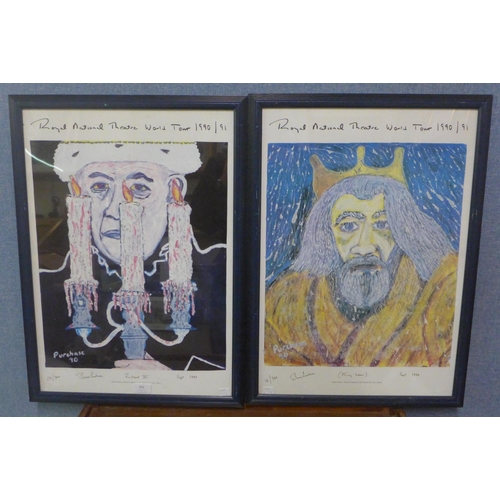 331 - A pair of signed limited edition Bruce Purchase prints, Richard III and King Lear, framed