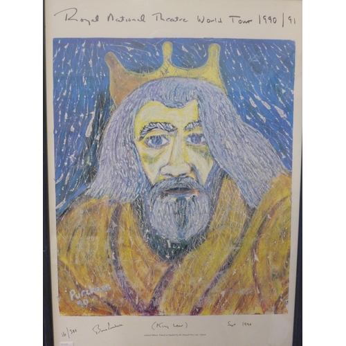 331 - A pair of signed limited edition Bruce Purchase prints, Richard III and King Lear, framed