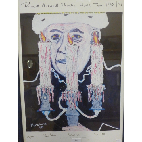 331 - A pair of signed limited edition Bruce Purchase prints, Richard III and King Lear, framed