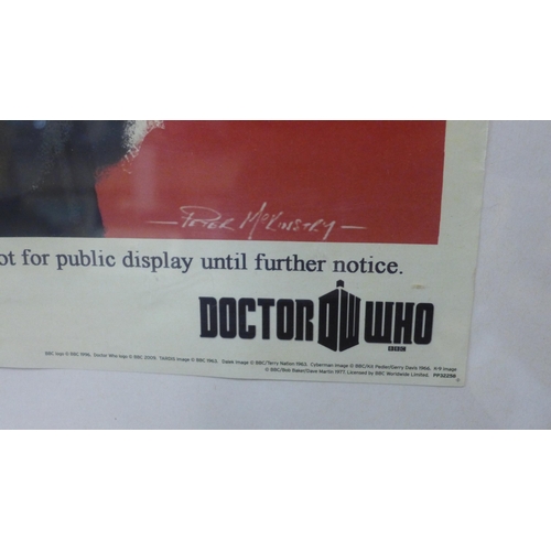 332 - A vintage Dr. Who, To Victory print, framed