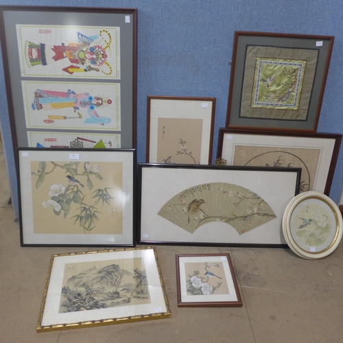 340 - Assorted Chinese School prints and watercolours (9)