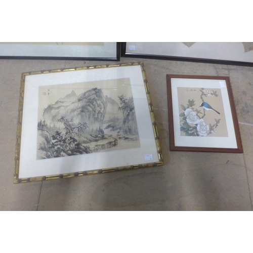 340 - Assorted Chinese School prints and watercolours (9)