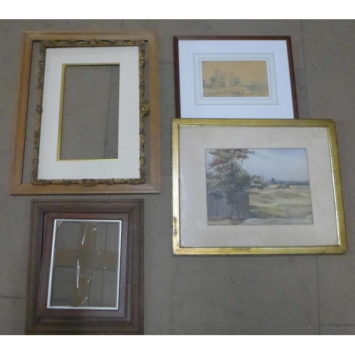 342 - Two English School watercolours and picture frames