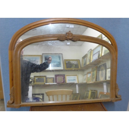 351 - A French carved pine overmantel mirror and one other