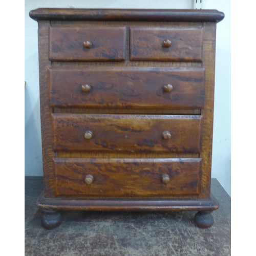 365 - A Victorian style hardwood miniature chest of drawers