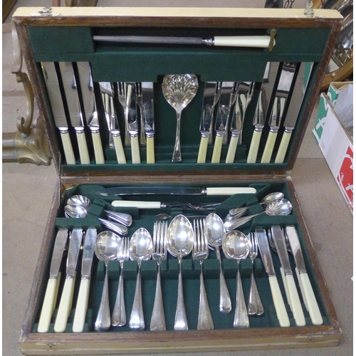 370 - A B & J Sippel Ltd., canteen of plated cutlery and five cased cutlery sets, including faux ivory han... 