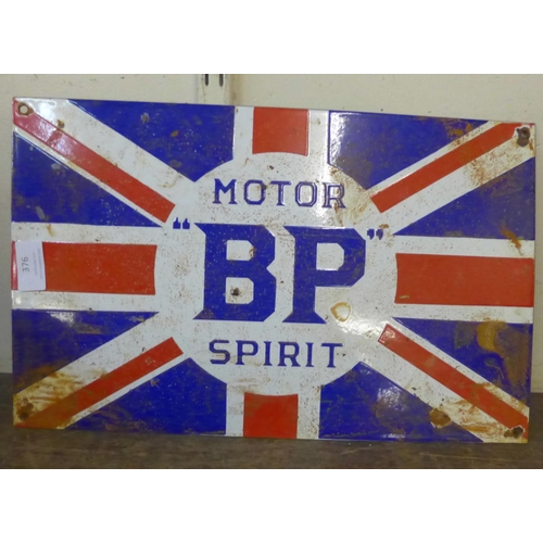 376 - An enamelled metal B.P. Motor Spirit advertising sign