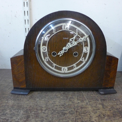 380 - An Art Deco Enfield oak mantel clock