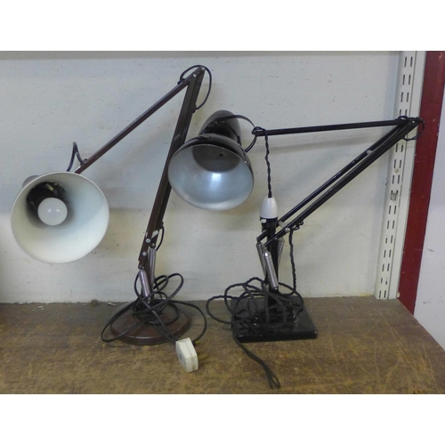 406 - A Herbert Terry & Sons Ltd. black metal anglepoise desk lamp and one other