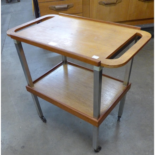 43 - A Danish teak and chrome cocktail trolley