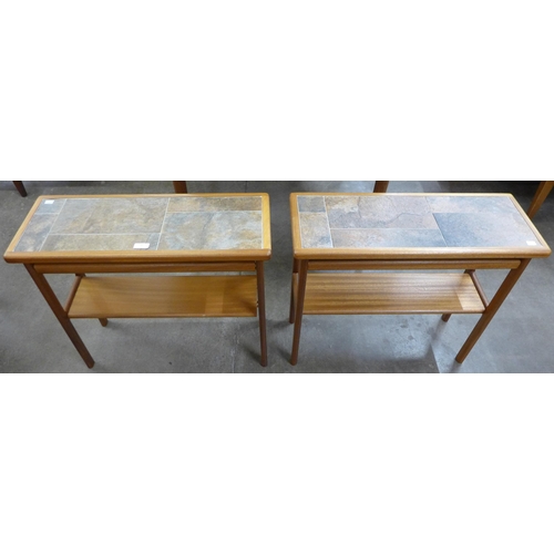 44 - A pair of Danish teak and tiled top coffee tables