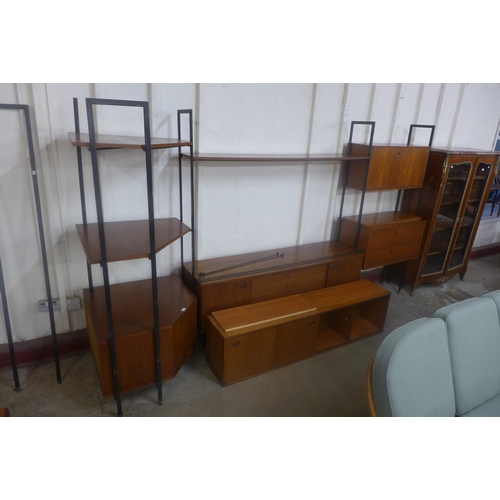 72 - An Avalon teak and black metal corner room divider