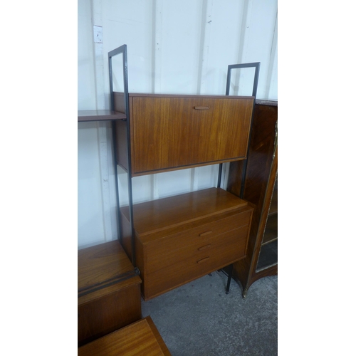 72 - An Avalon teak and black metal corner room divider