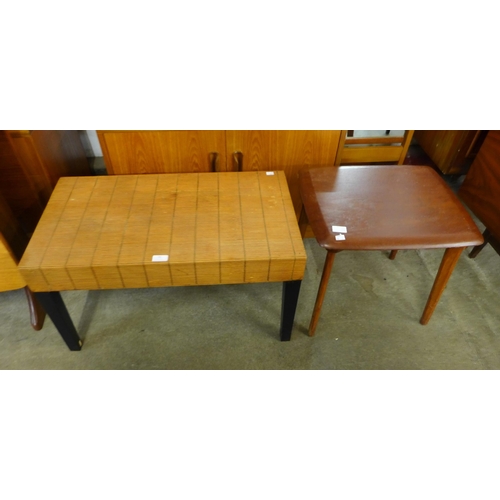 83 - A teak occasional table and a faux bamboo coffee table