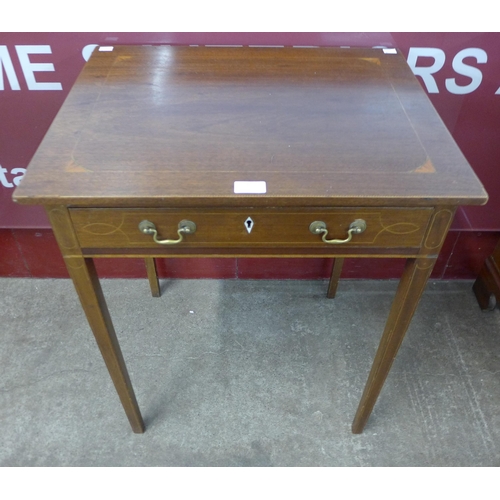 90 - A George III inlaid mahogany single drawer side table. With non-transferable Standard Ivory Exemptio... 