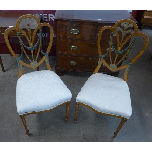 91 - A pair of Edward VII Sheraton Revival painted satinwood side chairs