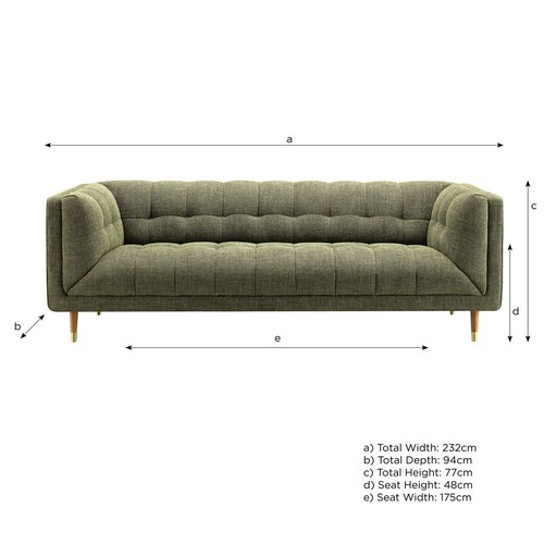 1494 - Isla 3.5 Seater Highland Fabric Green Sofa, original RRP £816.66 + VAT (4192-13) * This lot is subje... 