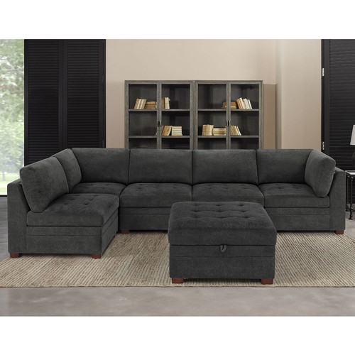 1499 - Tisdale Six Piece Dark Grey sectional Sofa, original RRP £1191.66 + VAT (4192-17) * This lot is subj... 