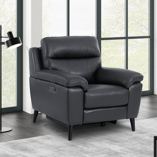 1519 - Grace Grey Leather Power Recliner armchair, original RRP £516.66 + VAT (4192-18) * This lot is subje... 