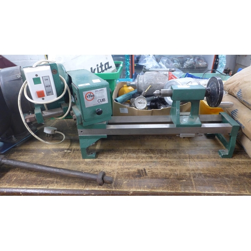 2044 - A Tyme CUB 240v wood lathe with 2 extension bars