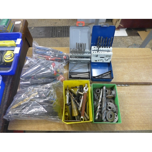 2055 - 3 Trays and 3 bags of assorted engineering tools