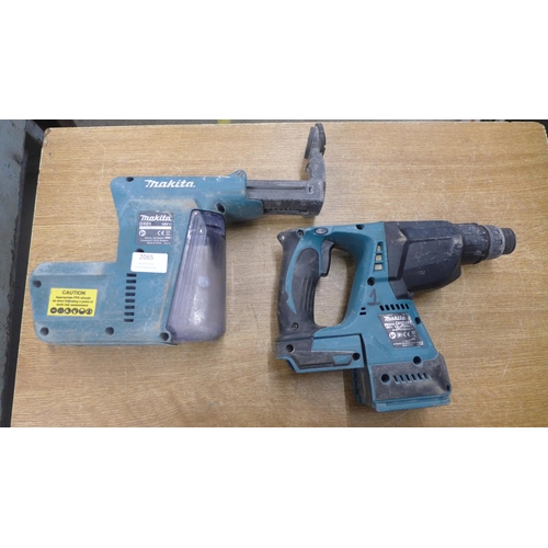 2065 - A Makita 24mm 18v drill (model:- DHR242) and a dust extractor/filter - no battery or charger