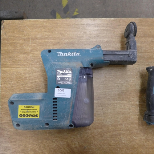 2065 - A Makita 24mm 18v drill (model:- DHR242) and a dust extractor/filter - no battery or charger