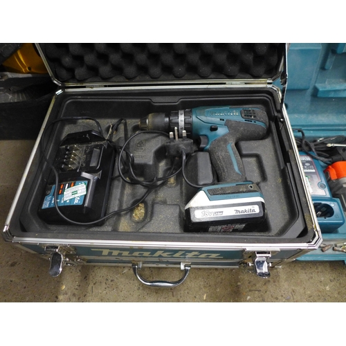 2109A - A Makita 8270D 12v cordless power drill with battery, charger and case