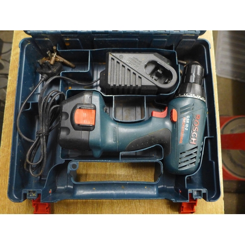 2113 - A Pro Performance 230v multipurpose saw - model FMTC550RS and a Bosch GSR12-2 cordless drill with ba... 