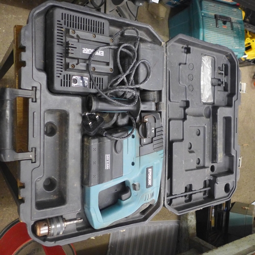 2116 - An Erbauer 24v SDS plus hammer drill with battery and charger in case