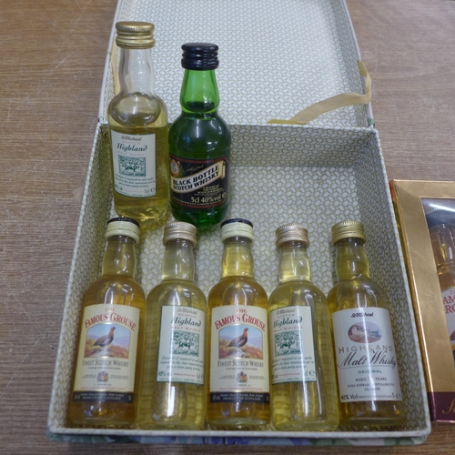 2158 - 7 Whisky Miniatures  and a Famous Grouse gift set