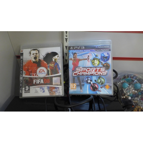 2172 - A Playstation 3 with motion controller, plus games - complete (Sony controller, Sony Motion Eye and ... 