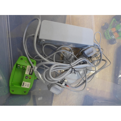 2176 - A Nintendo Wii U console with power cable and charger and a remote controlled Yoshi Mario Kart toy