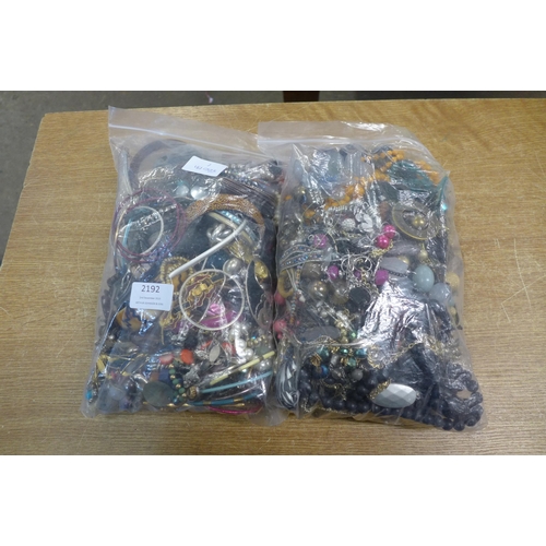 2192 - 2 Bags of costume jewellery