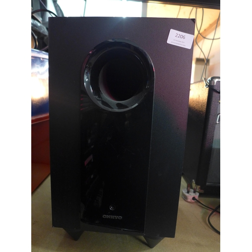 2206 - An Onkyo powered sub woofer -model no. SKW-518