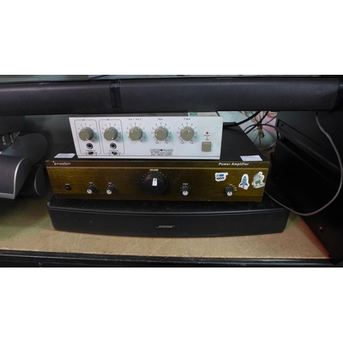 2215 - Stereo equipment including a Promethean AV-3016 power amplifier, a Bomaker Tapio V 2.1ch sound bar, ... 