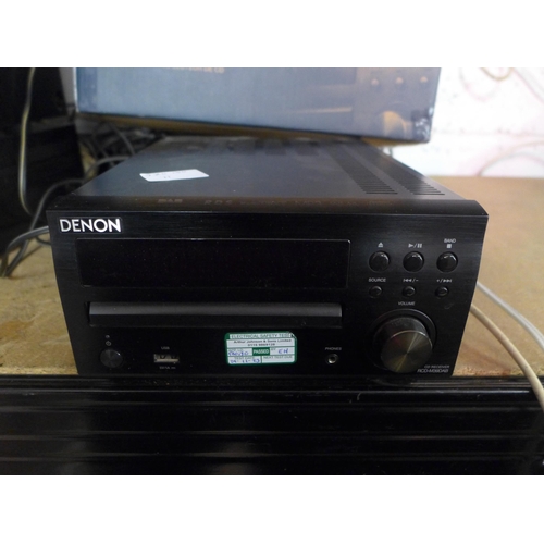 2226 - A Denon CD player, speakers and stands (model:- Monitor Audio BX2