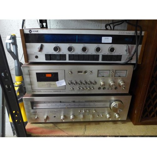 2231 - An Akai three-head/three-motor/double Capstan and Akai stereo receiver (model:- AA-11505), two large... 