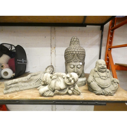 2331 - 4 stone effect Buddha figures