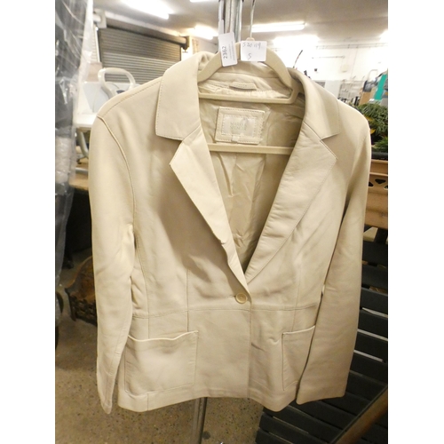 2362 - A M & S cream leather jacket - size 12