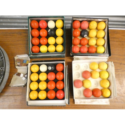 2369 - 3 sets of pool balls and a dart board