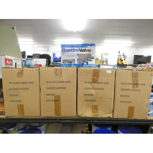 2382 - Four boxes of Quattrovalve air flow splitters including air hoses and adaptors to suit most air awni... 