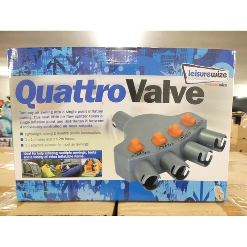 2382 - Four boxes of Quattrovalve air flow splitters including air hoses and adaptors to suit most air awni... 